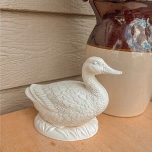 Vintage Ceramic White Duck Figurine